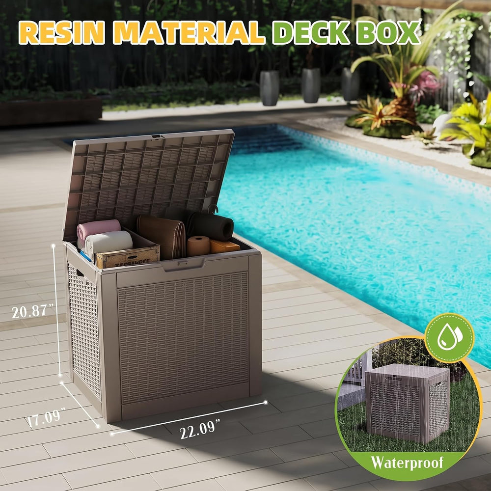 31 Gallon Outdoor Storage Box Weather Resistant UV Protection Waterproof Resi...