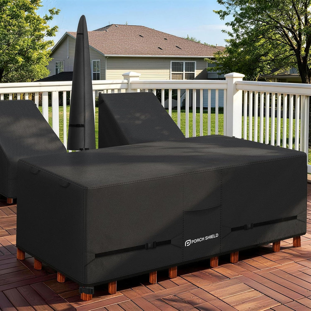 Porch Shield Waterproof Rectangular Patio Table Cover 125 x 73 inch, Black