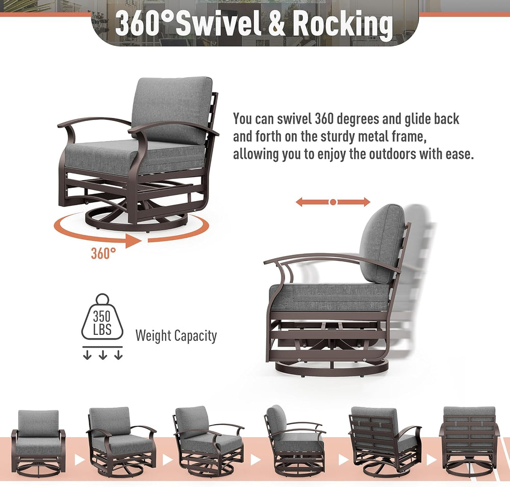 Kurapika Aluminum Patio Furniture Set 5-Seat Modern Metal Outdoor Conversatio...
