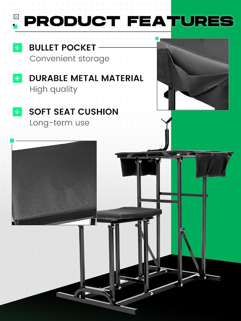 KUAFU Foldable Shooting Bench Adjustable Height Portable Shooting & Hunting