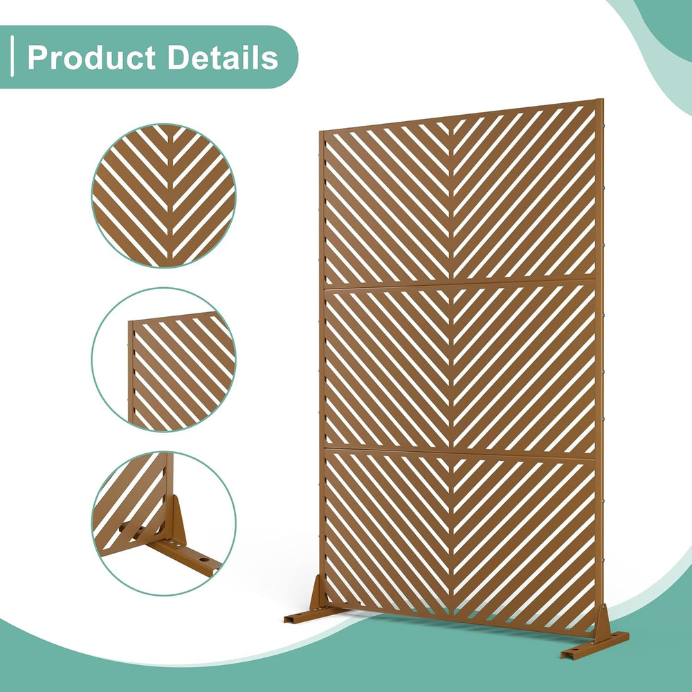 Metal Privacy Screen for Outdoor & Indoor Use, Free Standing Privacy Scre...