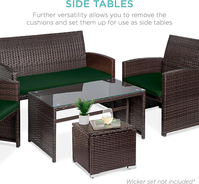 Best Choice Products Set of 2 Wicker Ottomans, Multipurpose Outdoor Furniture...