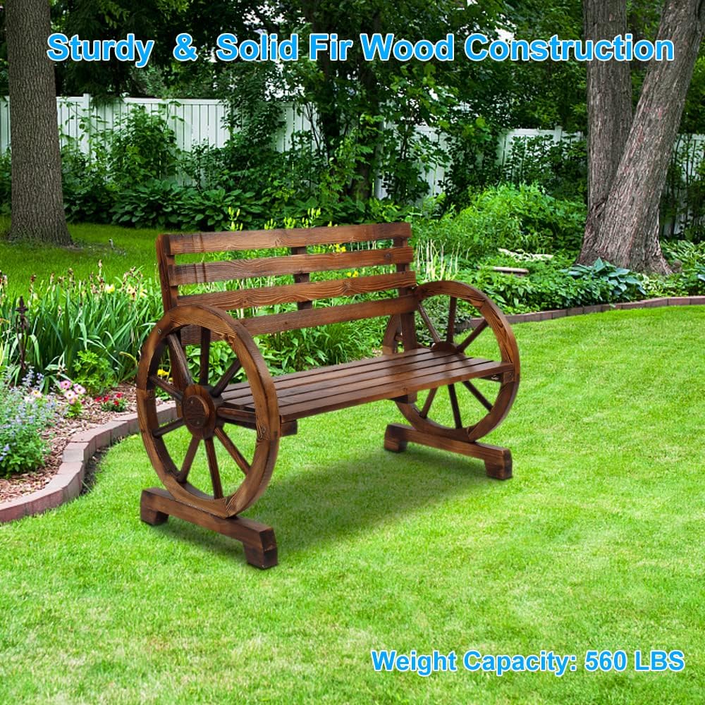 41in Outdoor Wooden Garden Bench, 2-Person, Brown