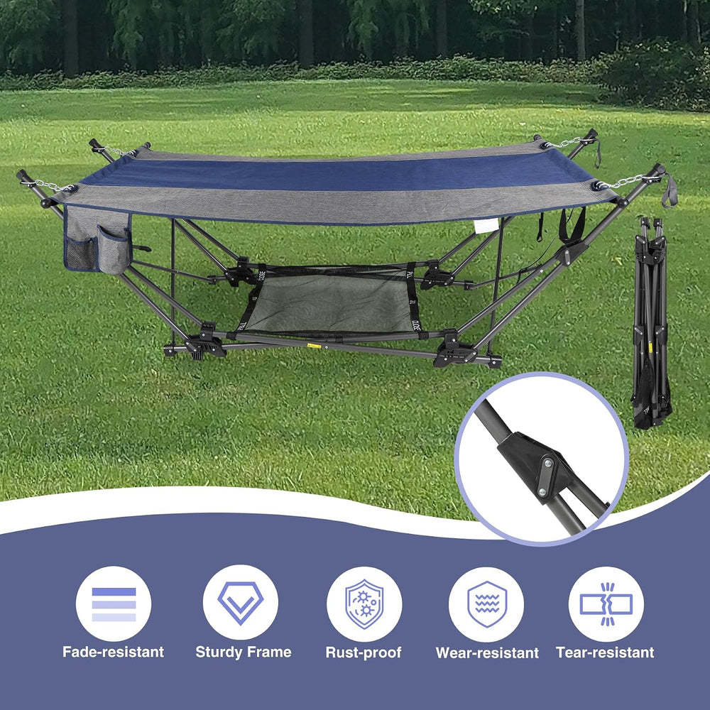 Portable Hammock with Stand, Collapsible Foldable Hammock Includes Removable ...