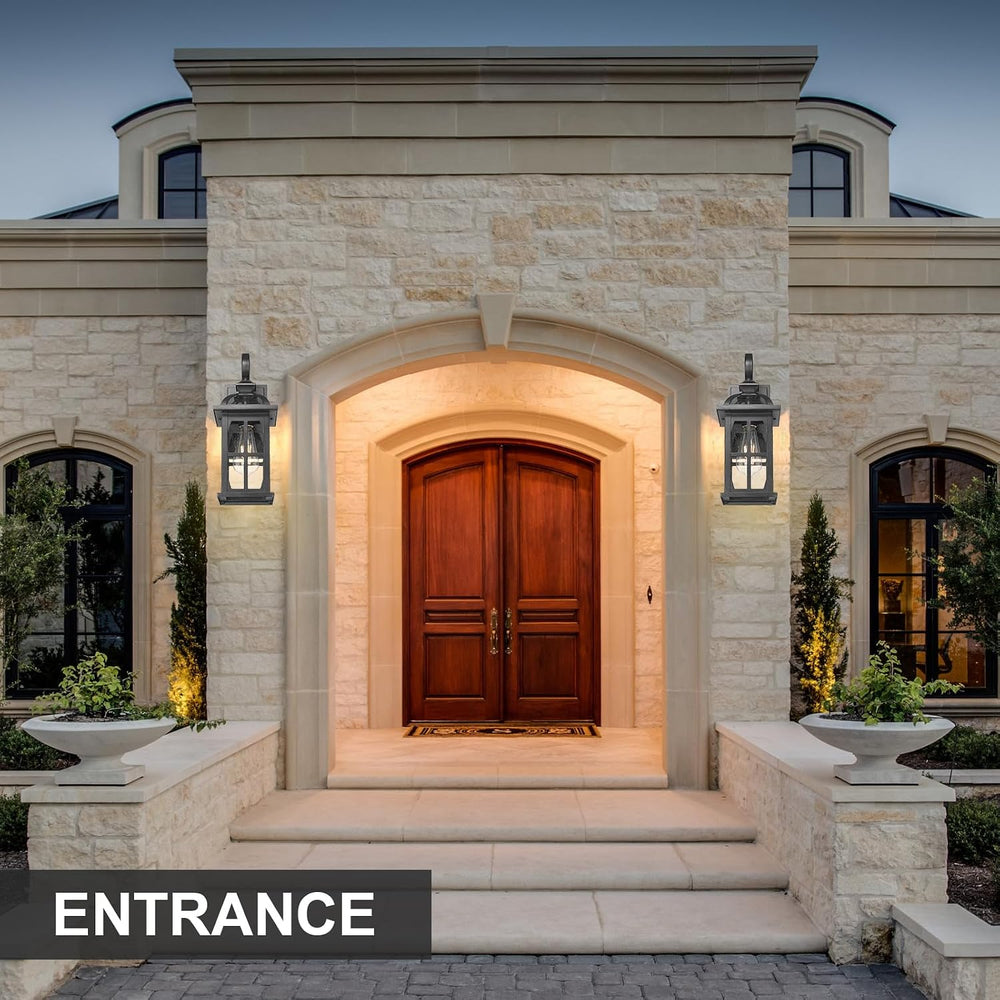 Darkaway Outdoor Wall Lights, Exterior Light Fixture with Seeded Glass, Alumi...