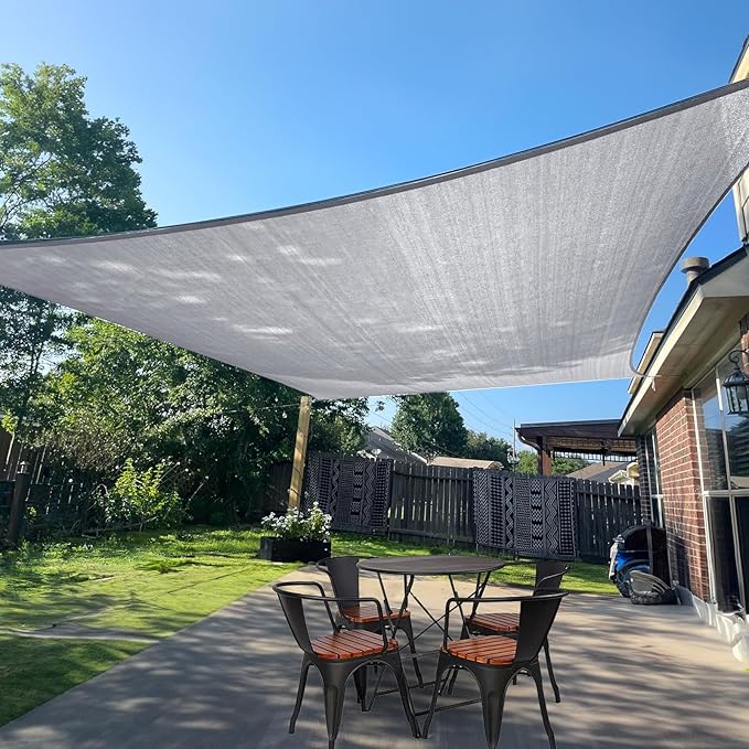 SUNLAX Sun Shade Sail 8' x 8' Silver Grey Square Canopy Sail Shade Co...