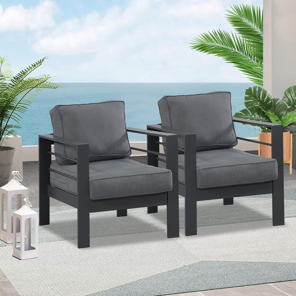 Wisteria Lane Aluminum Outdoor Sofa, 2 Pieces Patio Couch All-Weather Rust-Pr...