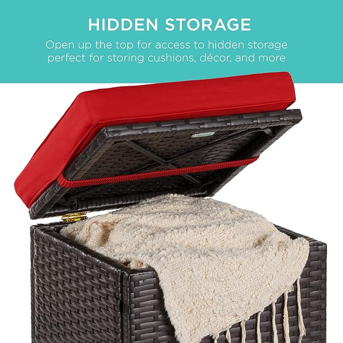Best Choice Products Set of 2 Wicker Ottomans, Multipurpose Outdoor Furniture...