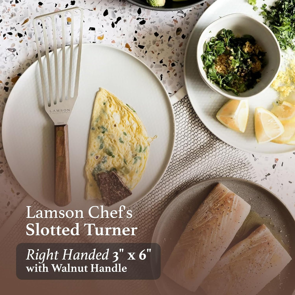 Lamson Slotted Fish Spatula – Flexible Stainless Steel Turner with Walnut Han...