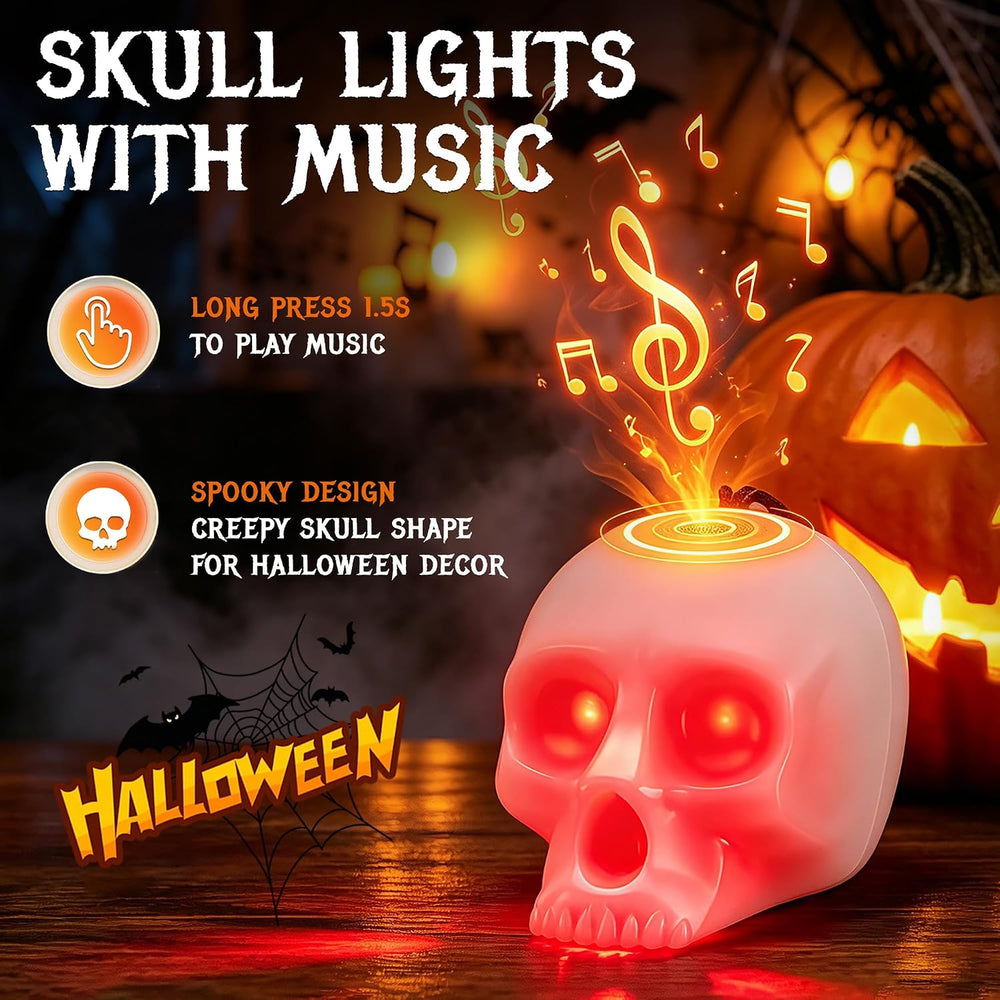 EverBrite 6-Pack Halloween Skull Light with Music, 5-Mode Skull Lamp