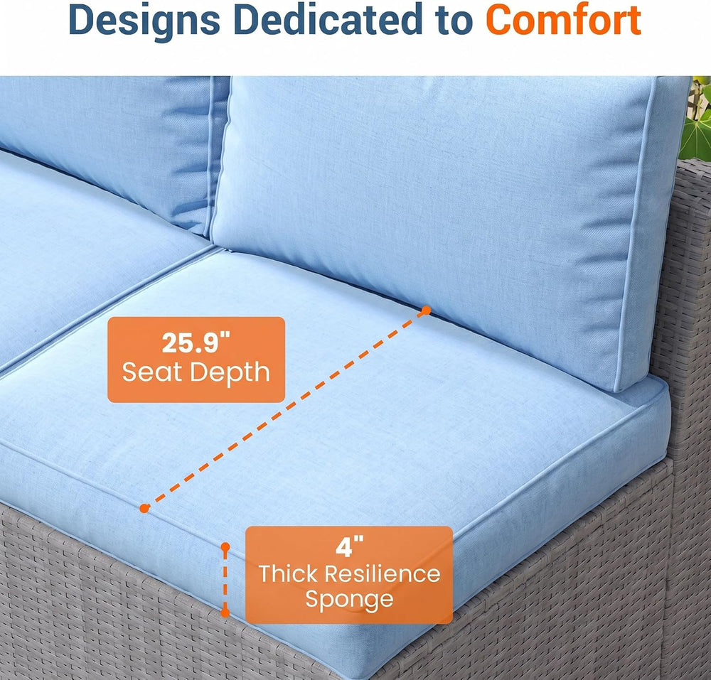 Wisteria Lane Patio Furniture Set for All Wheather, 4 Pieces Armless Wicker O...