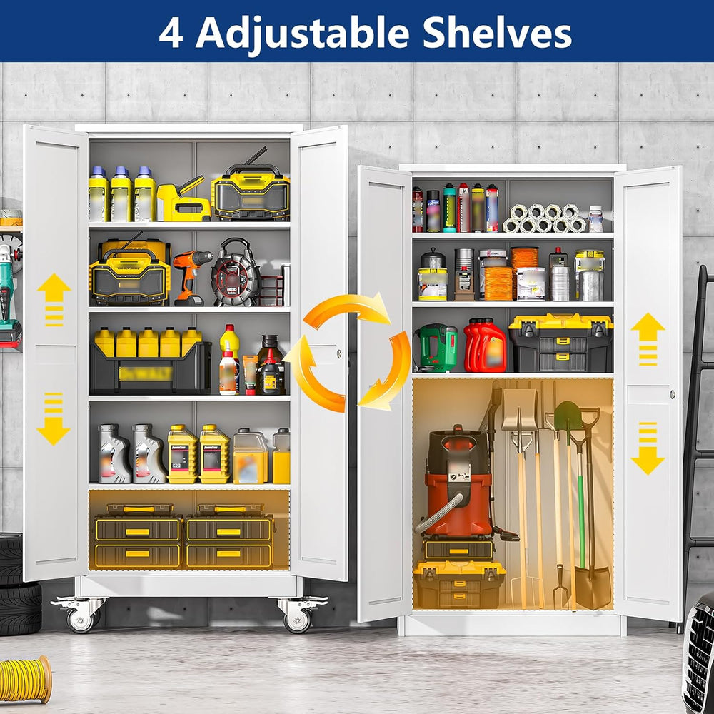 Ckzbx Metal Garage Storage Cabinet with Locking Doors and Adjustable Shelves,...