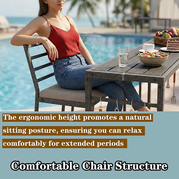 3Pcs Outdoor Patio Bar Set, 55" Rectangular High Top Table and Chairs Se...
