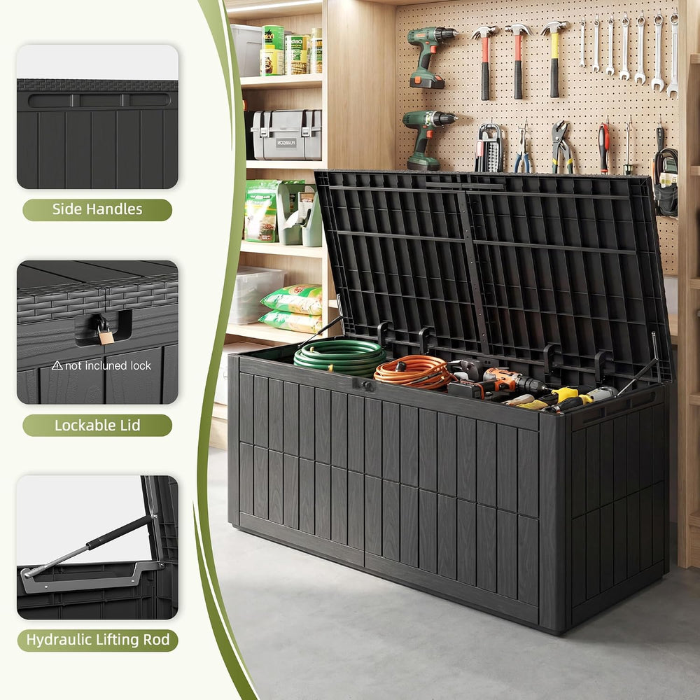UDPATIO 220 Gallon Deck Box, Waterproof Resin Outdoor Storage Box for Patio