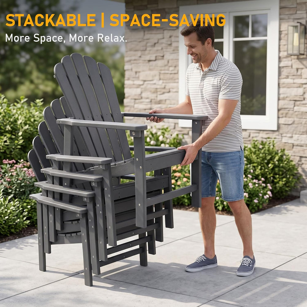 Oversized Stackable Adirondack Chair Set of 2, HDPE Fire Pit Chair