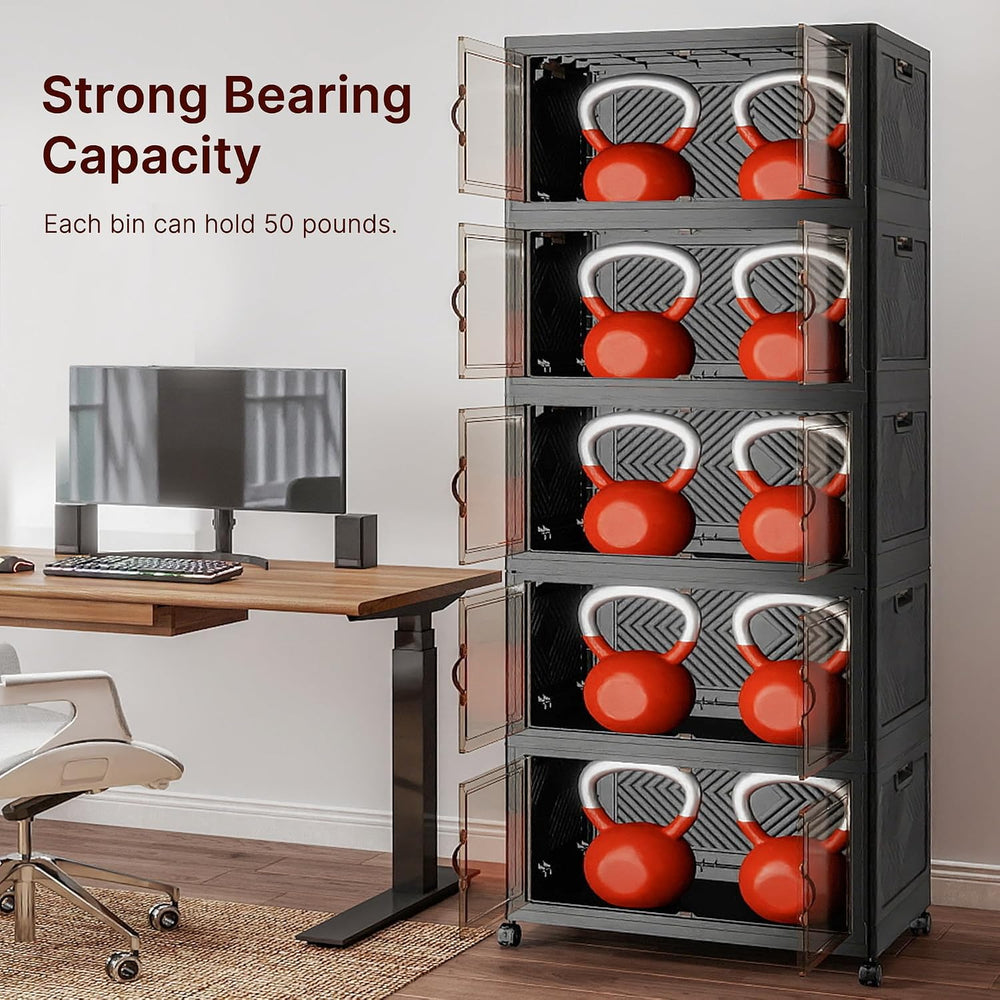 Stackable Storage Bins with Lids, 550QT Lockable Storage Cabinet