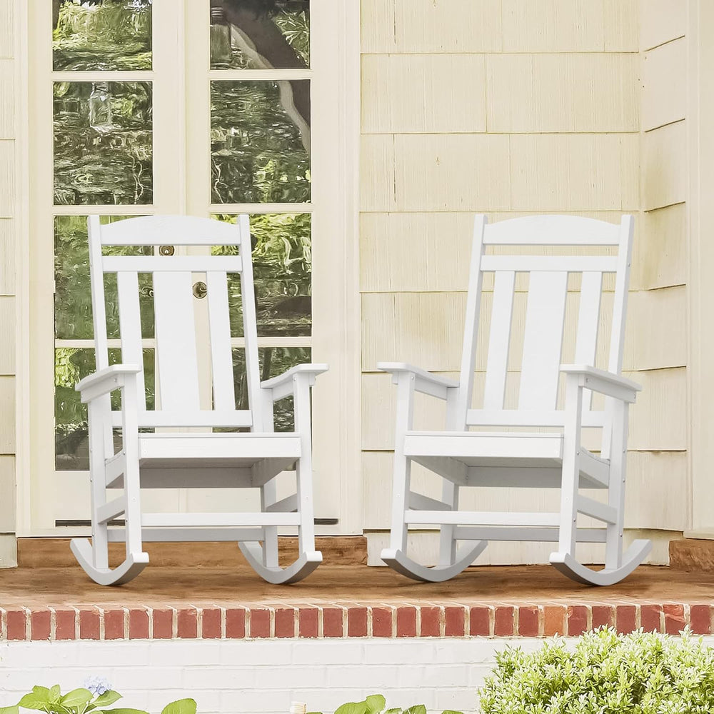 LUE BONA Outdoor Rocking Chairs Set of 2, Weather Resistant HDPS Poly Rocker ...