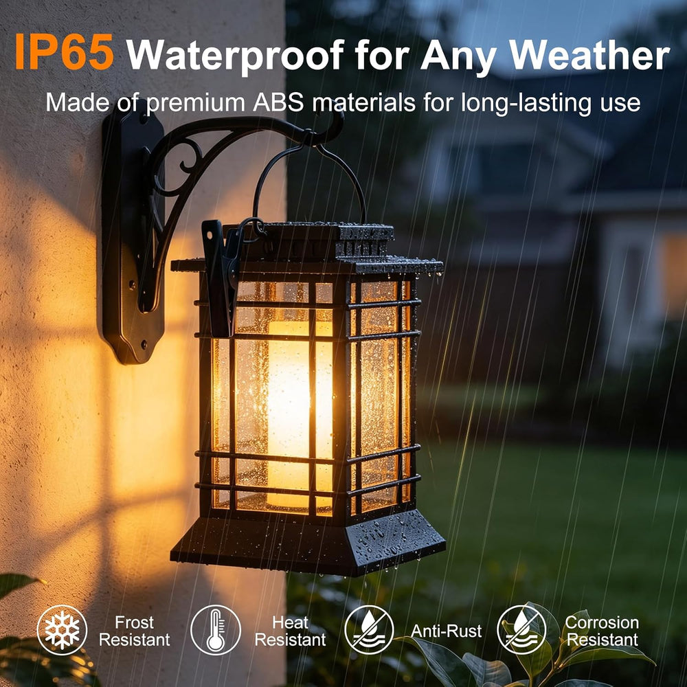 Brightever 4-Pack Solar Lanterns Outdoor Waterproof, Flickering Flame Solar L...