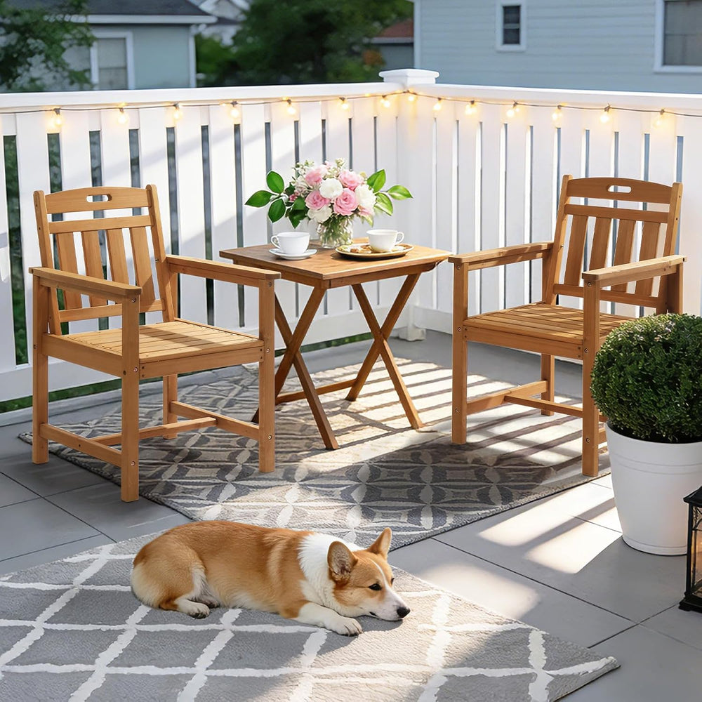 VINGLI Outdoor Dining Chairs, Solid Wood Patio Chairs Outdoor Chair for Garde...