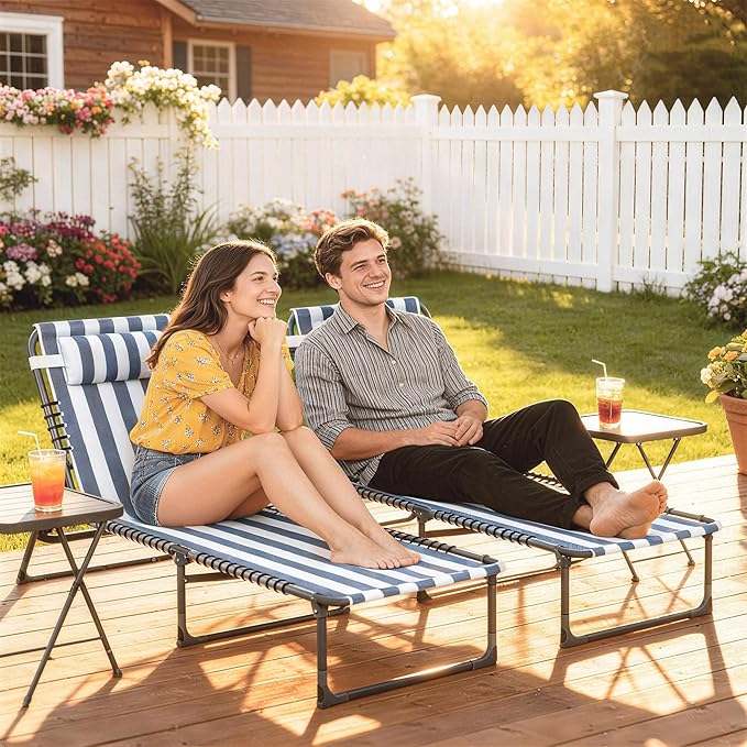 Outsunny Folding Chaise Lounge Chair Set of 2, Patio Sun Tanning Chair, Outdo...