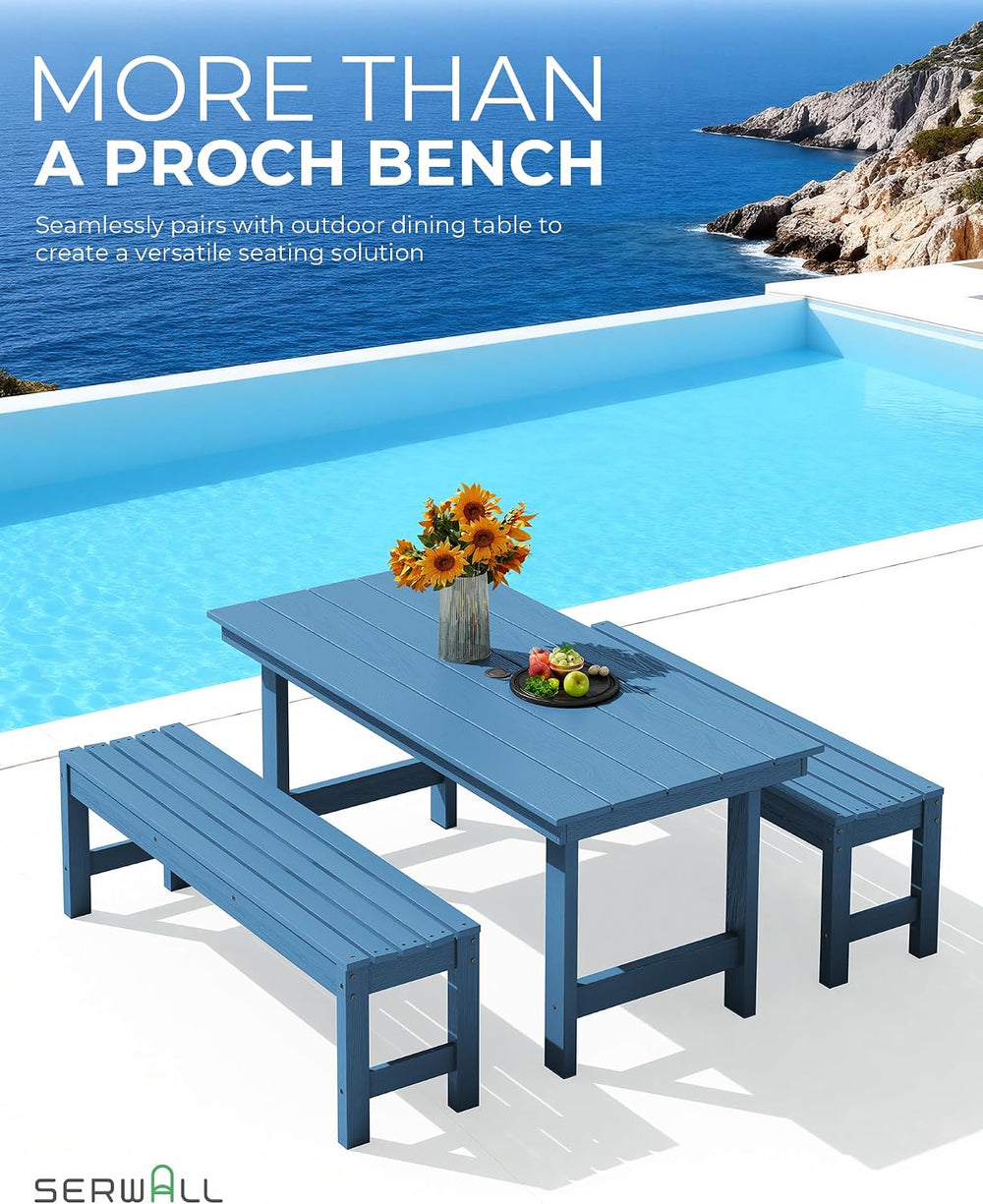 SERWALL 47 Inches Backless Outdoor Bench for 2-Person, Navy