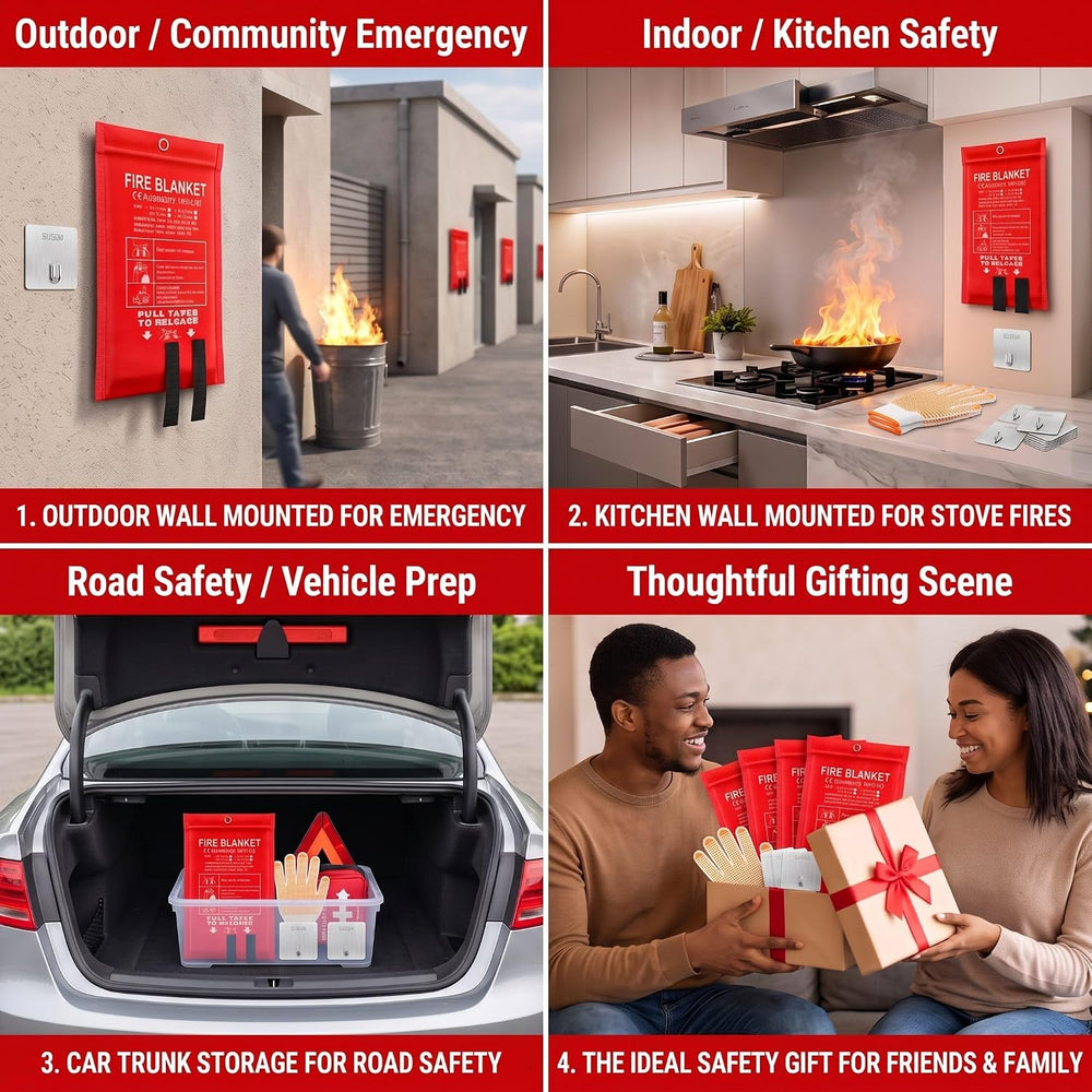 Copkim 30 Pcs Fire Blankets Emergency for Home and Kitchen, Gloves, Hooks
