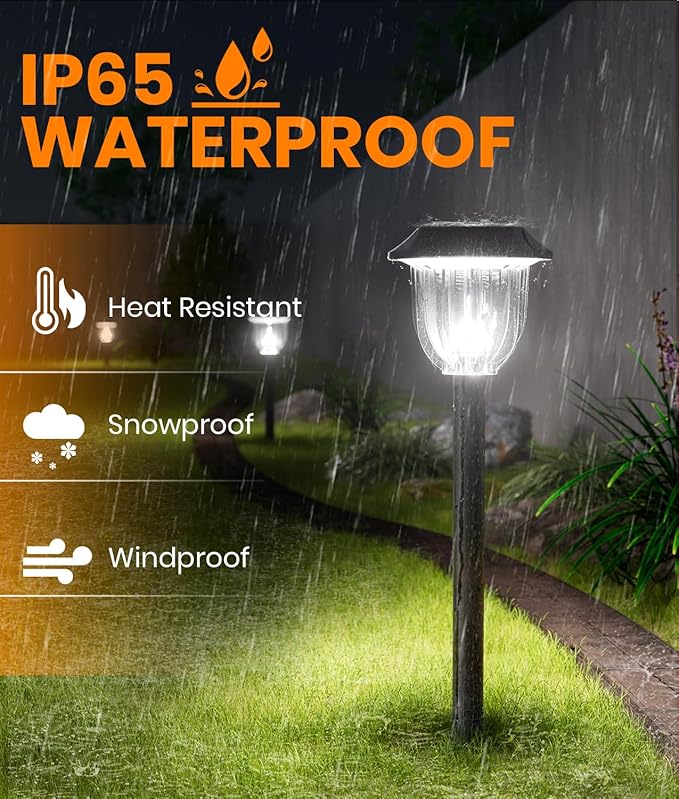 AOSEA LED Solar Lights for Outside,12000K 6 Pack Solar Lights Outdoor IP65 Wa...