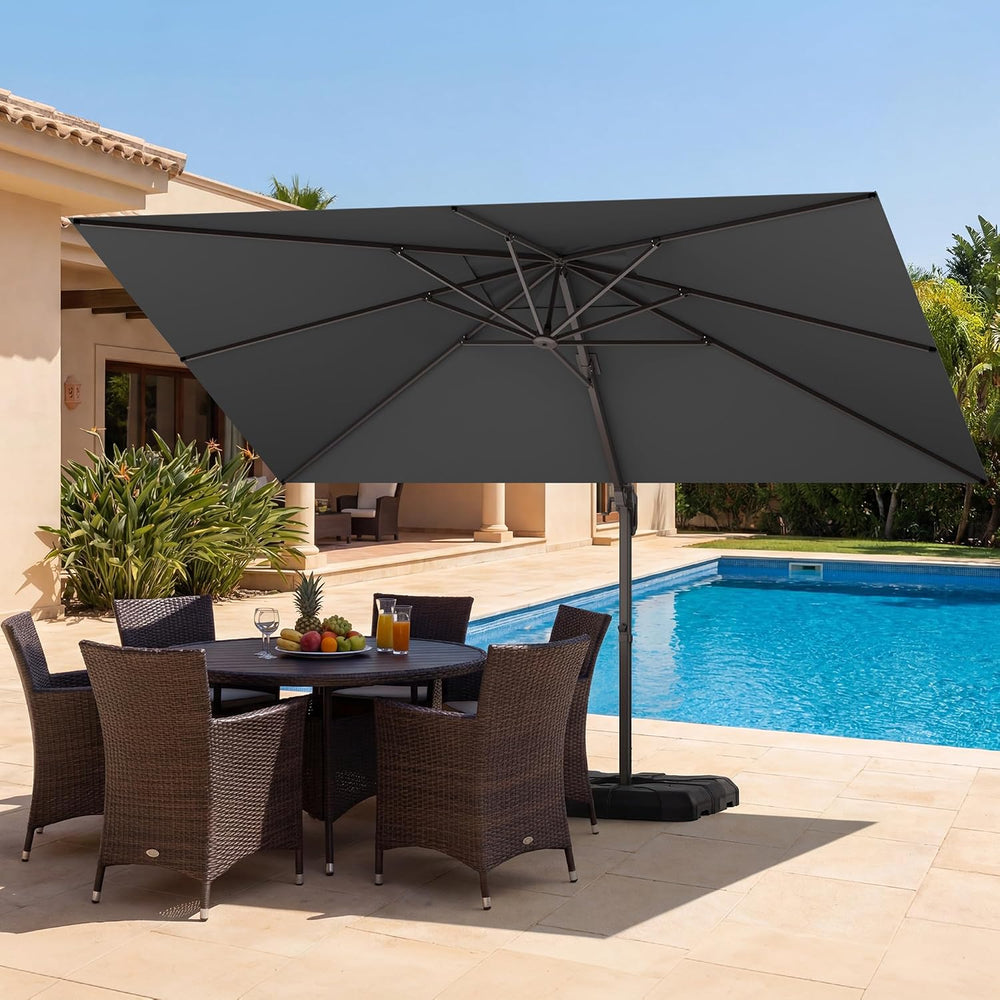 9x12' Patio Cantilever Umbrella for Outdoor, Grey