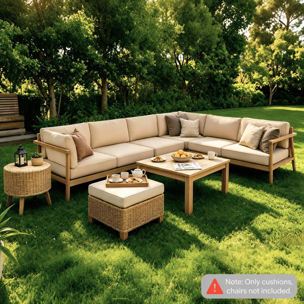 SUNCOZE 14 pcs Outdoor Cushions Replacement for Patio Furniture (Khaki)