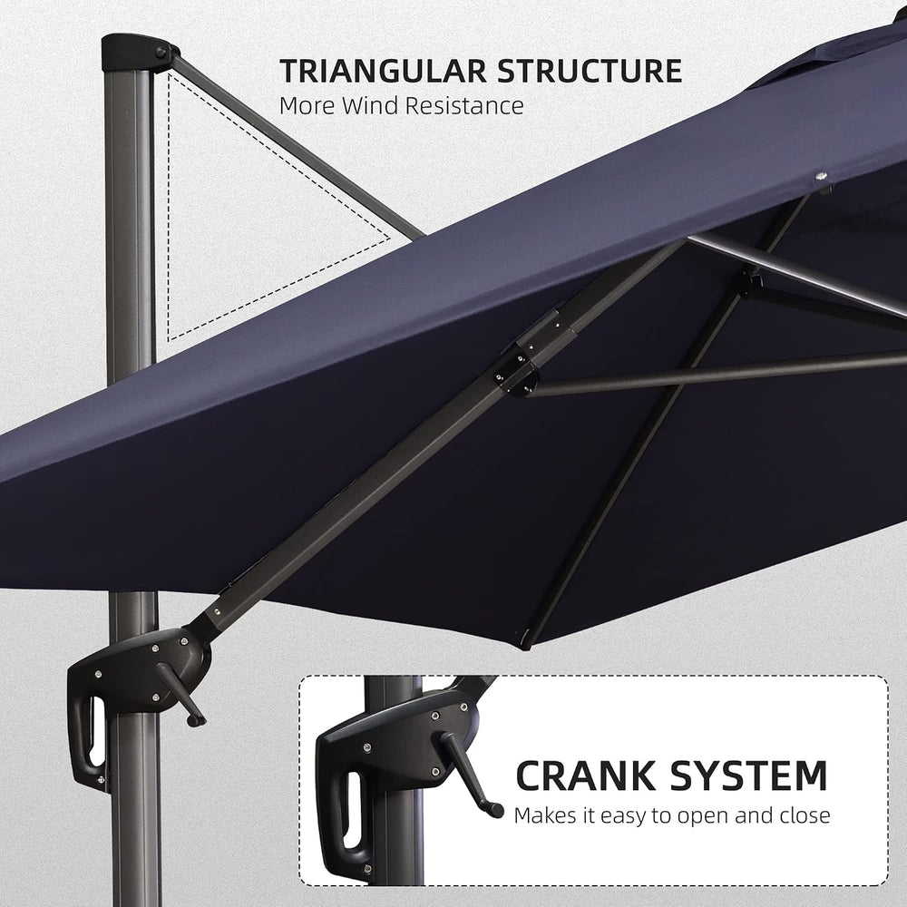 PURPLE LEAF Patio Cantilever Umbrella 10' x 13' Large Space for Pool ...