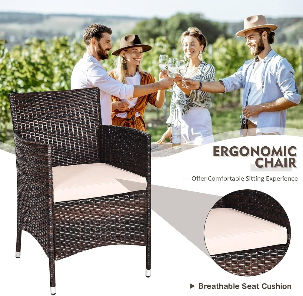 Tangkula Patio Furniture Set 3 Piece, Outdoor Wicker Rattan Conversation Set ...