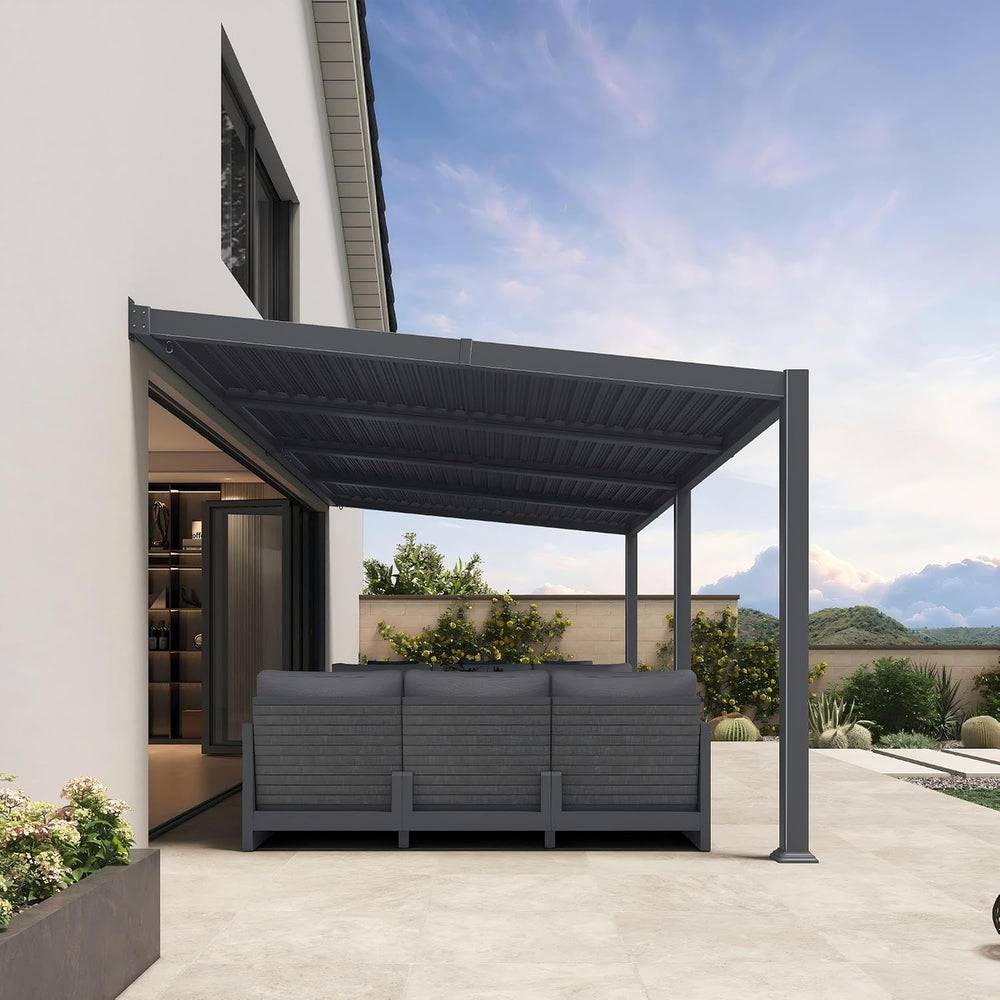 PURPLE LEAF Wall Mounted Pergola 10' x 20' Louvered Pergola,Aluminum ...