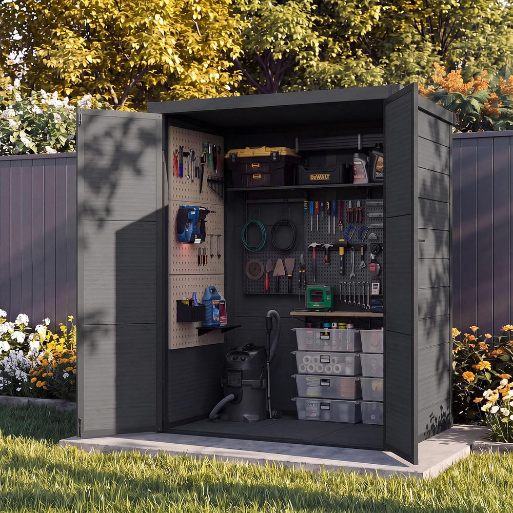 Aoxun 55 Cuft Outdoor Tall Storage Shed, 5×3 Ft Vertical Shed with Floor &...