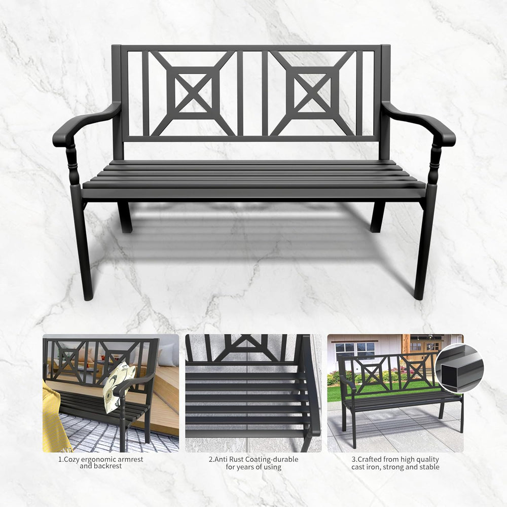 50 Inches Outdoor Bench Park Patio Furniture Garden Bench Seating