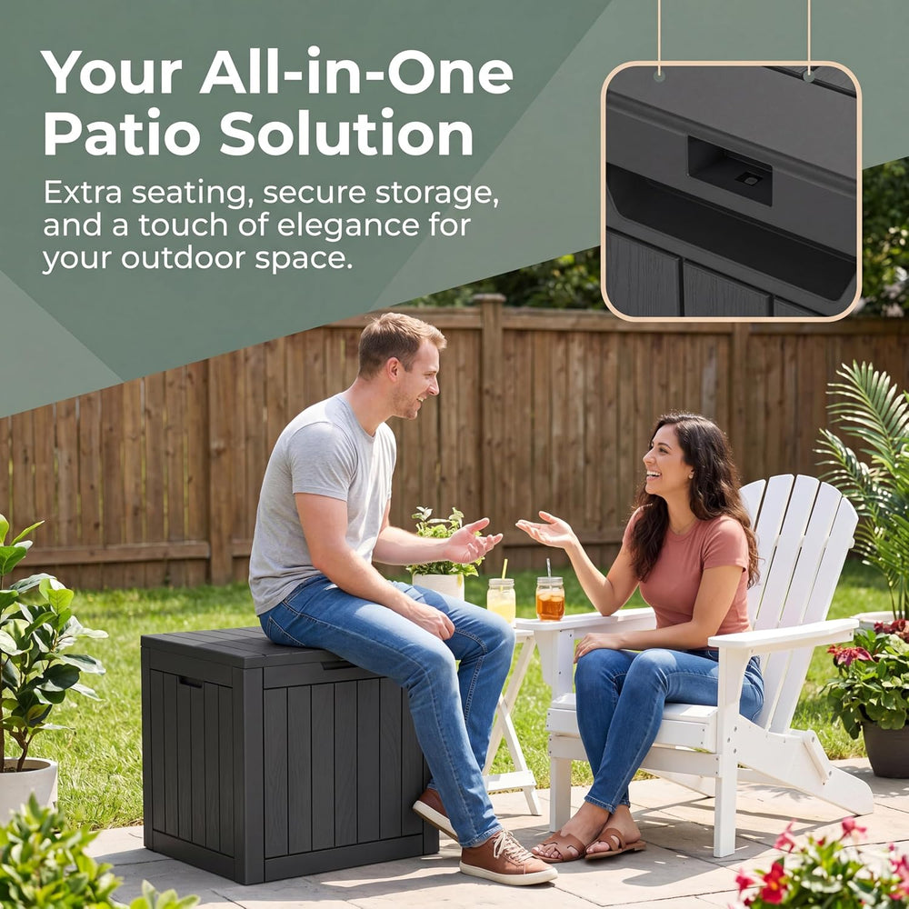 NicBex 30 Gallon Deck Box, Waterproof Resin Outdoor Storage Box Lockable for ...