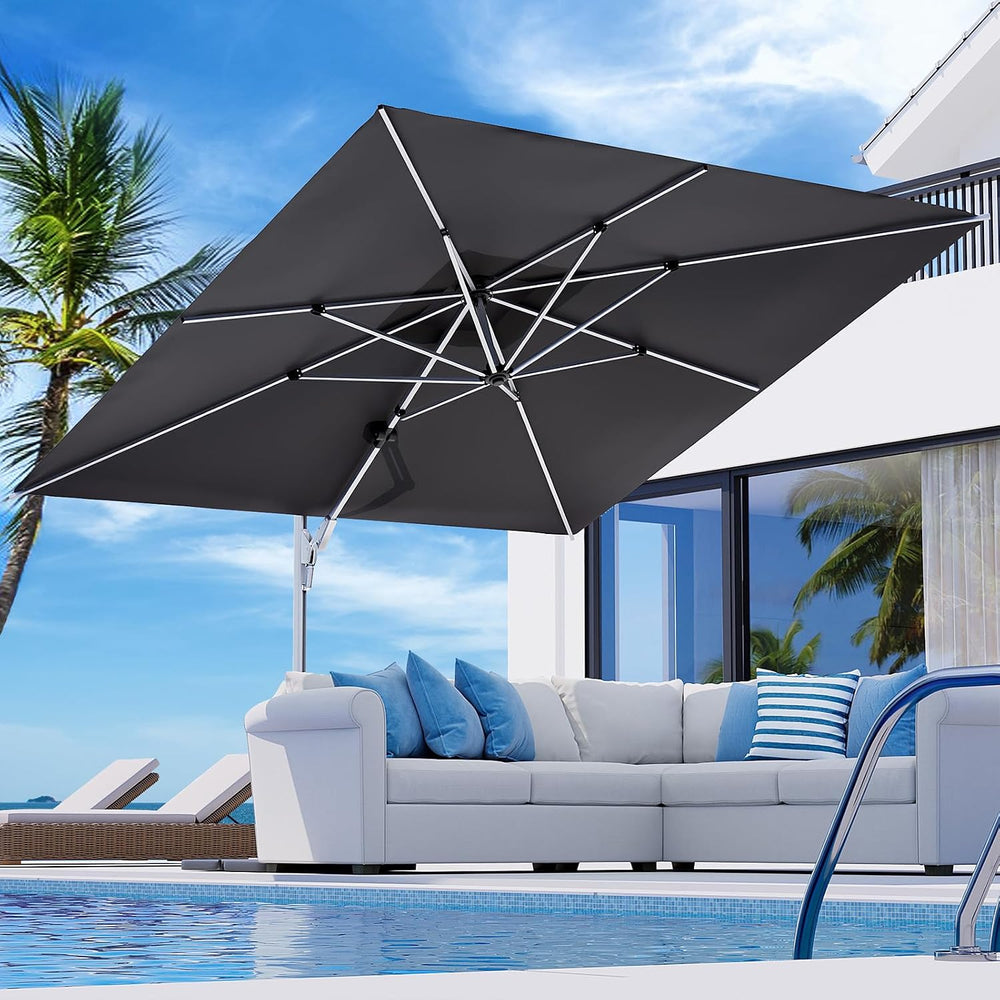 COSIEST 10'x10' Patio Umbrella Cantilever Outdoor Rectangular Offset ...