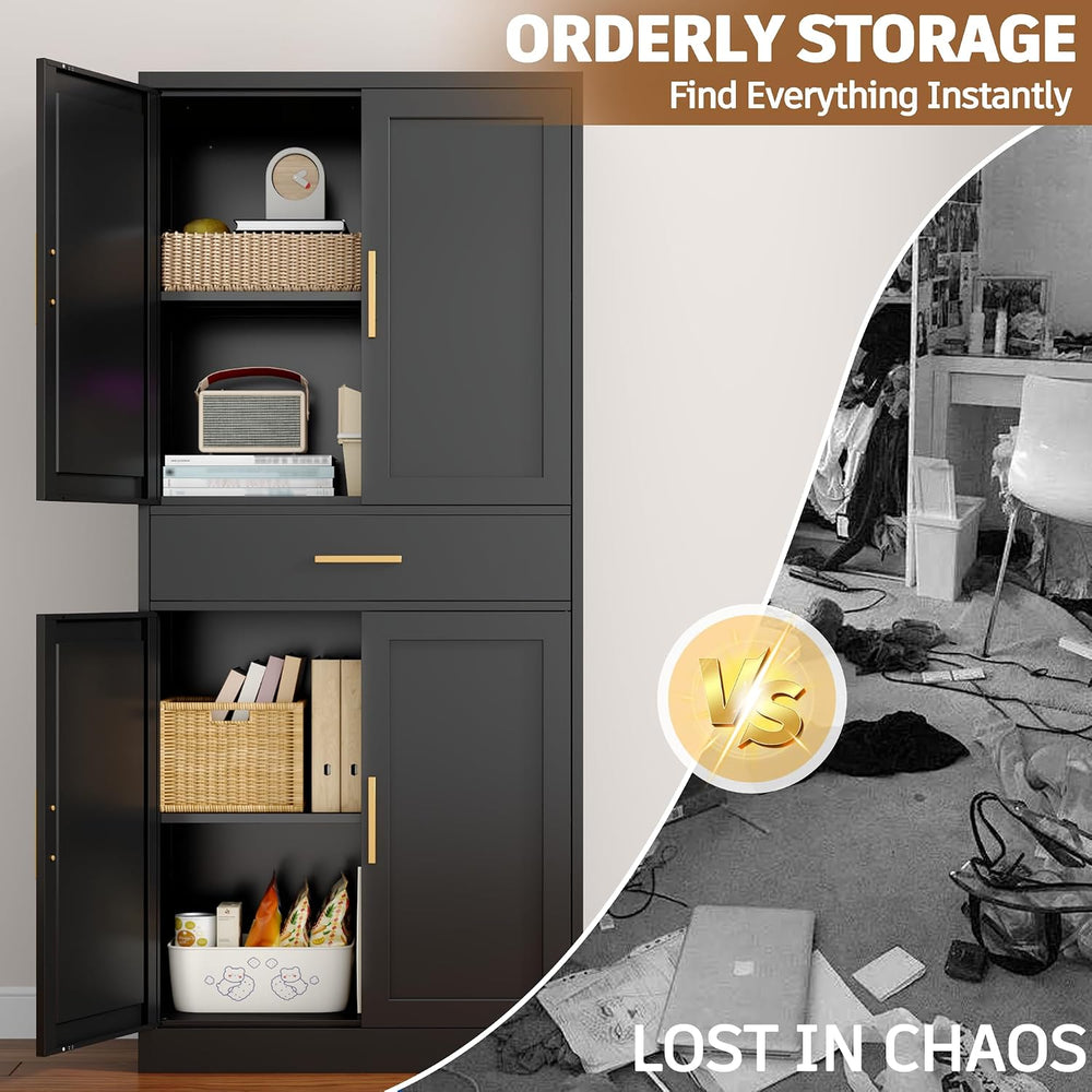 71" Metal Garage Storage Cabinet with 1 Drawer,2 Adjustable Shelves
