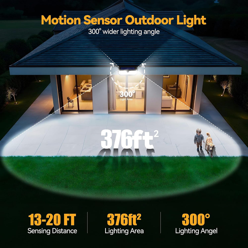 TECKNET 416 LED Solar Lights Outdoor Motion Sensor Waterproof 4200lm,2 Pack