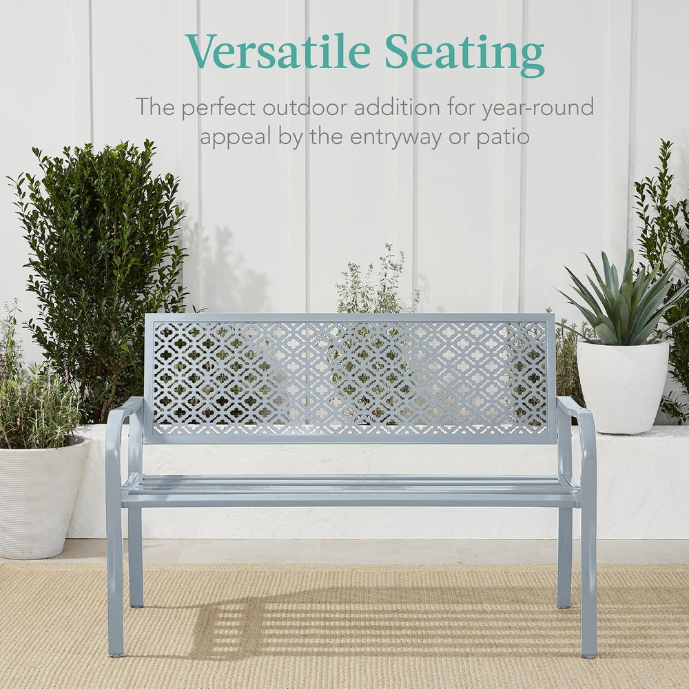 Best Choice Products Outdoor Bench 2-Person Metal Steel Benches Furniture for...