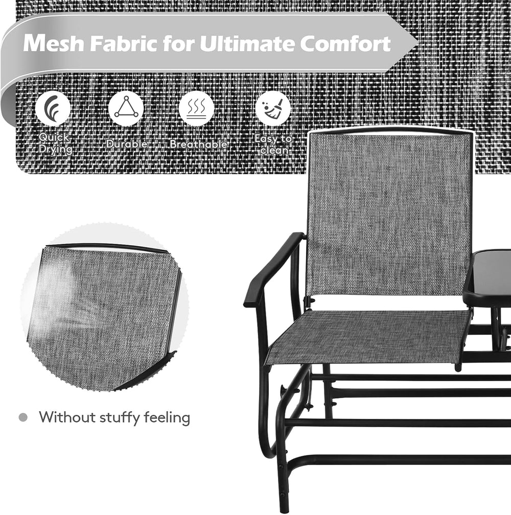 S AFSTAR 2-Person Outdoor Glider, Patio Glider Bench Chairs with Center Tempe...