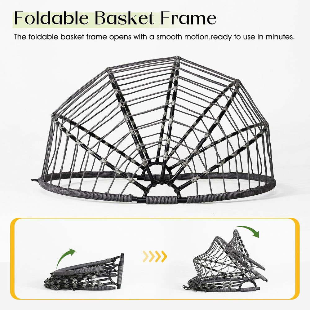 LEX CRAFT Hanging Egg Chair with Stand, Swinging Egg Chair Outdoor Indoor, Ha...