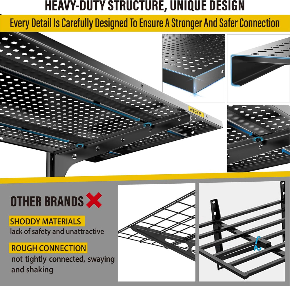 1pack×2 Tier 1.3x4ft Garage Shelving Wall Mounted, 260lbs Load Capacity,15.6x...