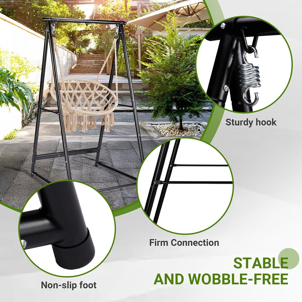 Outdoor Hammock Chair Stand, Heavy Duty A-Frame Metal Swing Stand with Powder...