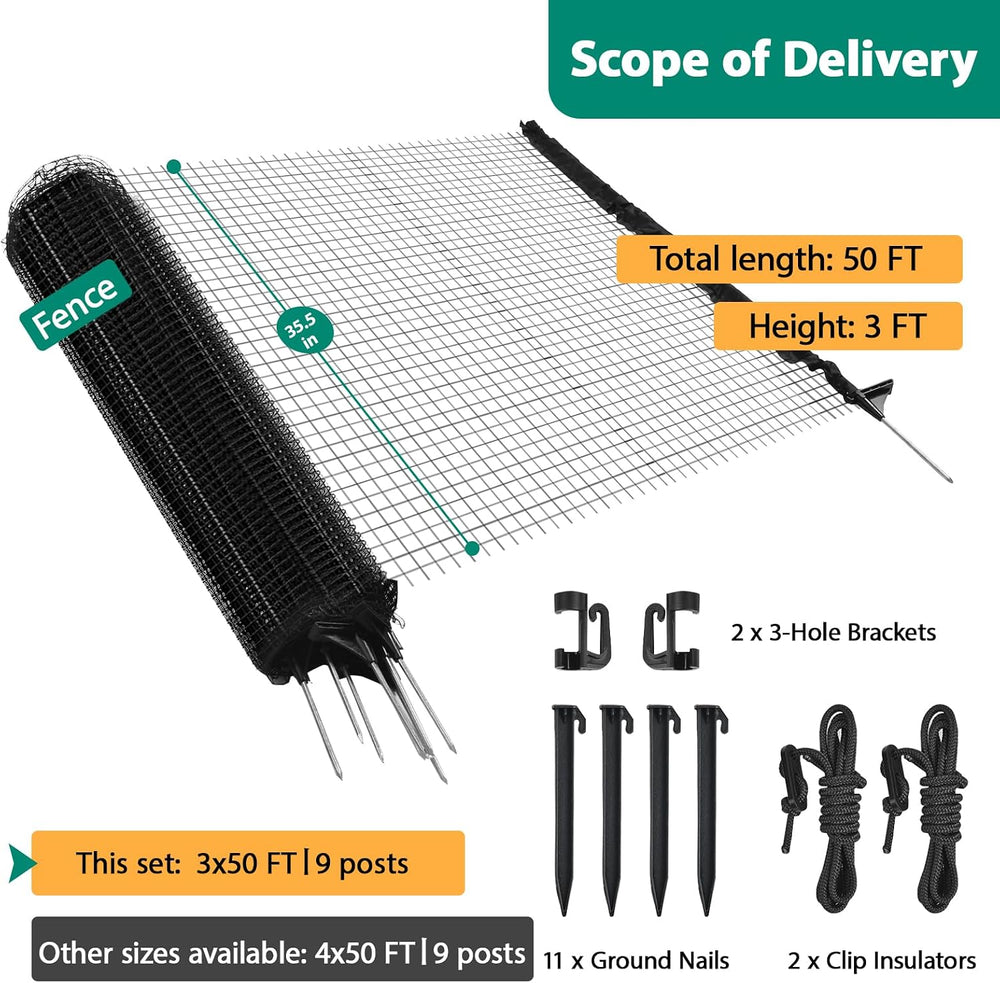 HIDALIFE Temporary Fence with Posts,Safety Barrier for Dog Snow Plastic Mesh ...