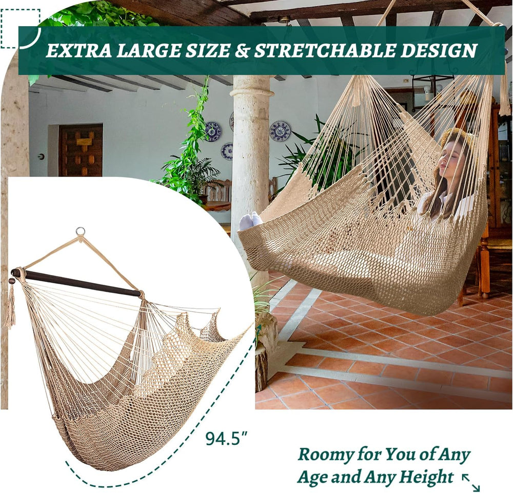 Bathonly Large Hammock Chair with Spreader Bar, Caribbean Hammock Swing Chair...