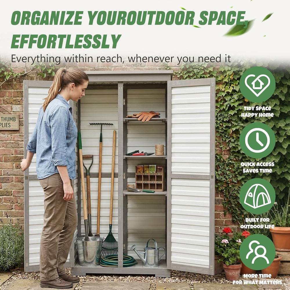 Outdoor Storage Cabinet – Store More in Less Space, Tall Vertical Garden Tool...