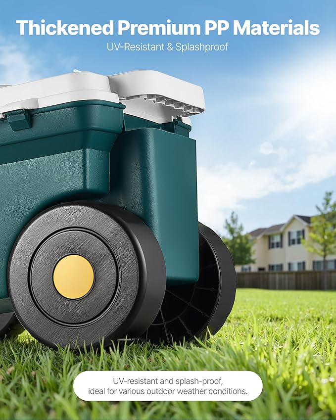 VEVOR Garden Scooter with Seat, 2 in 1 Rolling Garden Cart with Storage Bin, ...