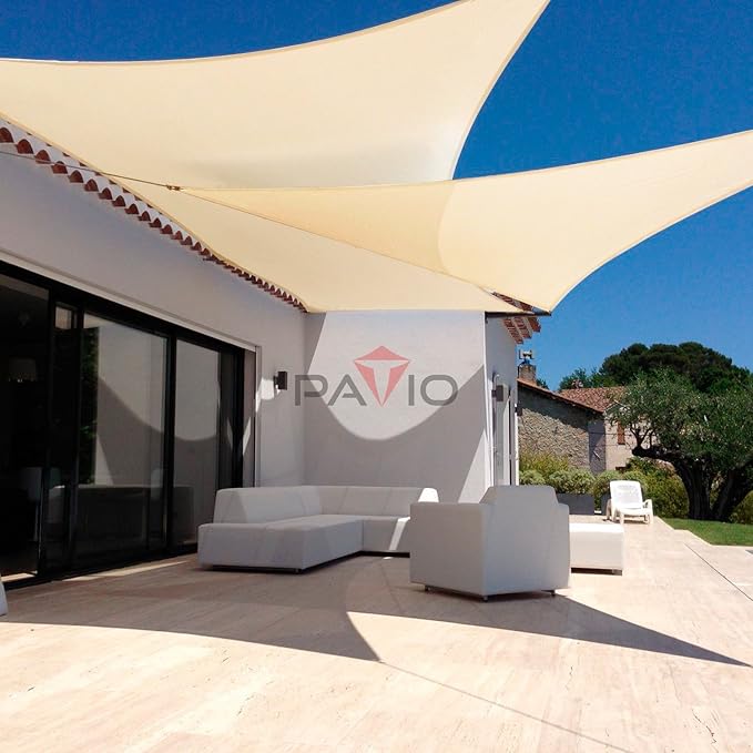Patio Paradise 20' x20'x 20' Beige Sun Shade Sail Triangle Canopy...