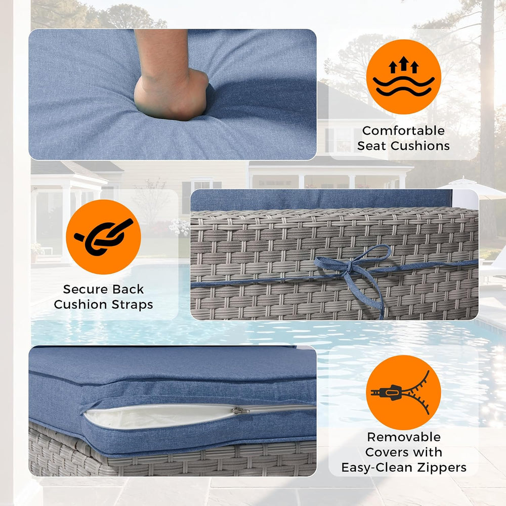 6-Seat Modular Patio Furniture Set – Outdoor Wicker Sectional Sofa with Thick...