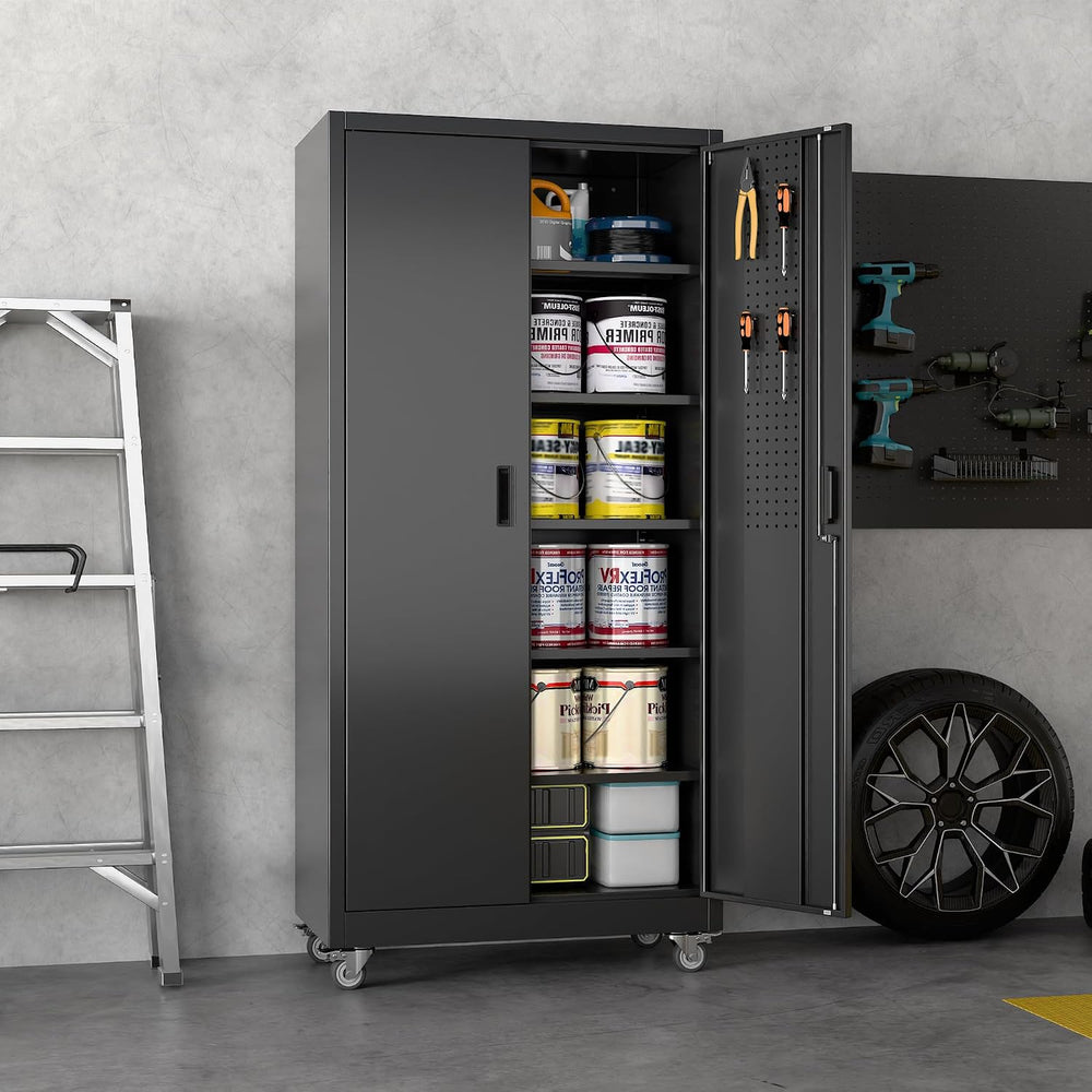 Reemoon Metal Storage Cabinet 71" H x 34" W x 18" D with Wheel...